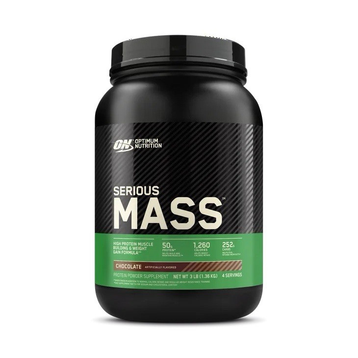 Optimum Nutrition Serious Mass Weight Gainer Powder Chocolate 3 lb Banned Tested