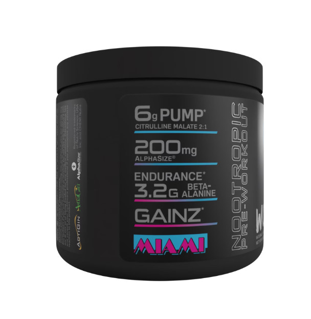 Bucked Up Woke AF Pre-Workout Powder 333mg Caffeine Miami 20 Servings
