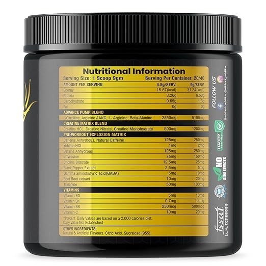 WILD BUCK Ultra Focus Advanced Pre Workout with L-Arginine, L-Citrulline, Creati