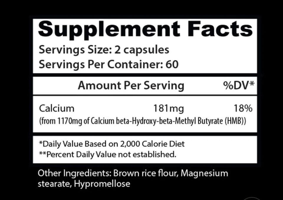 Insane Labz | HMB – Pure Calcium, Lean Muscle Mass Gains & Recovery – 120 caps