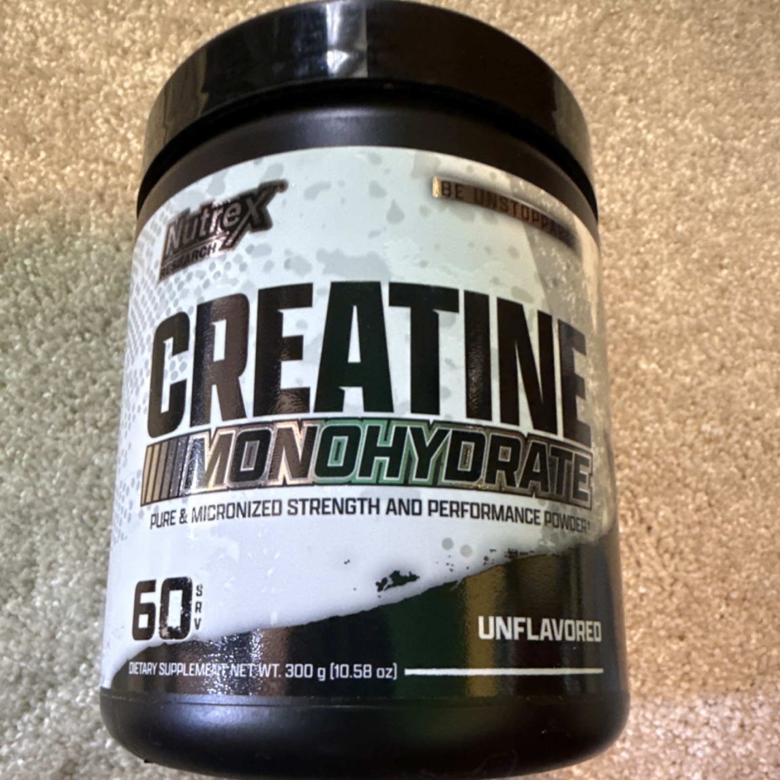 Nutrex Research Creatine Monohydrate Powder Unflavored 300g 60 Servings 10.58 oz