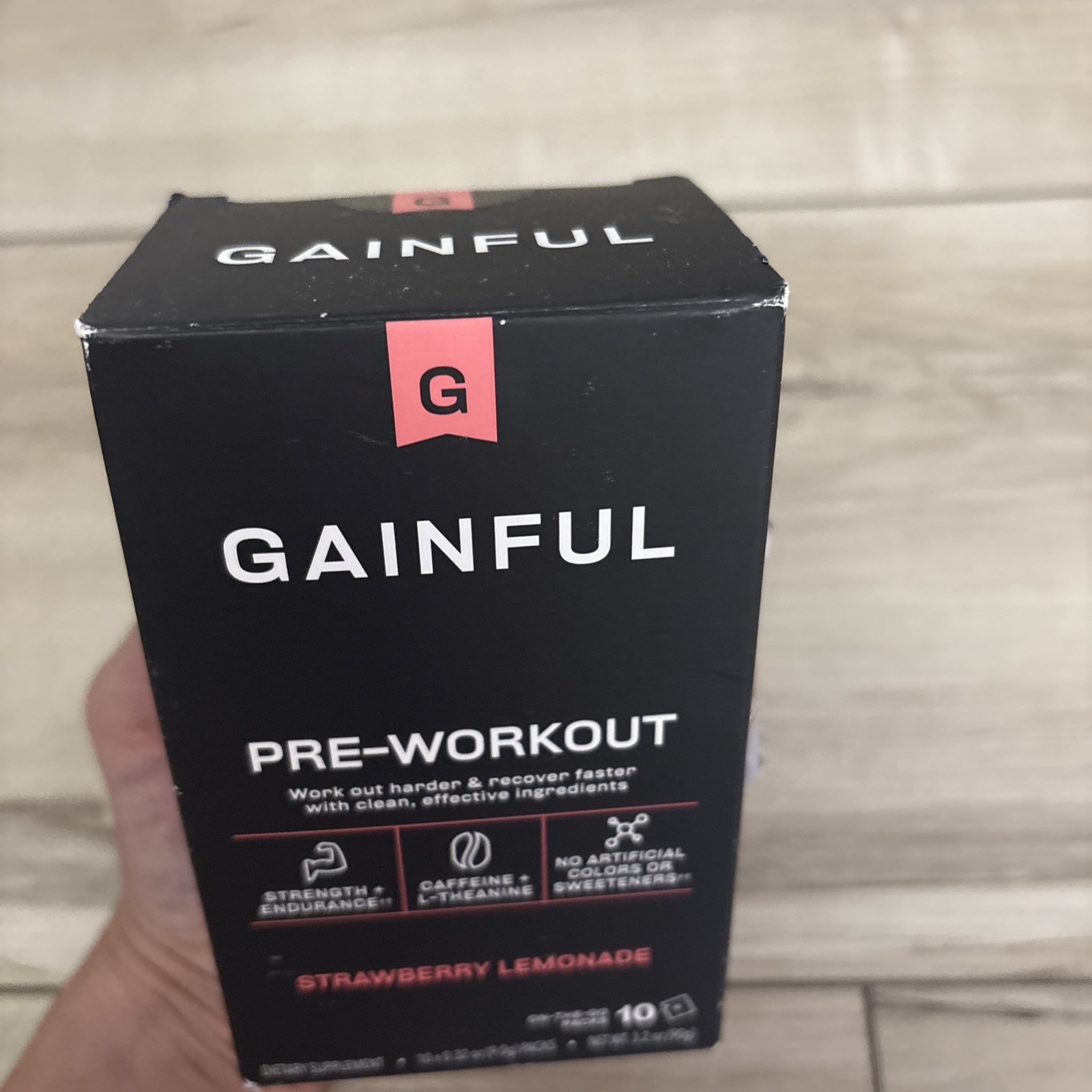 Gainful Pre Workout Powder Strawberry Lemonade Vegan 10 Ct EXP 4/26 U27