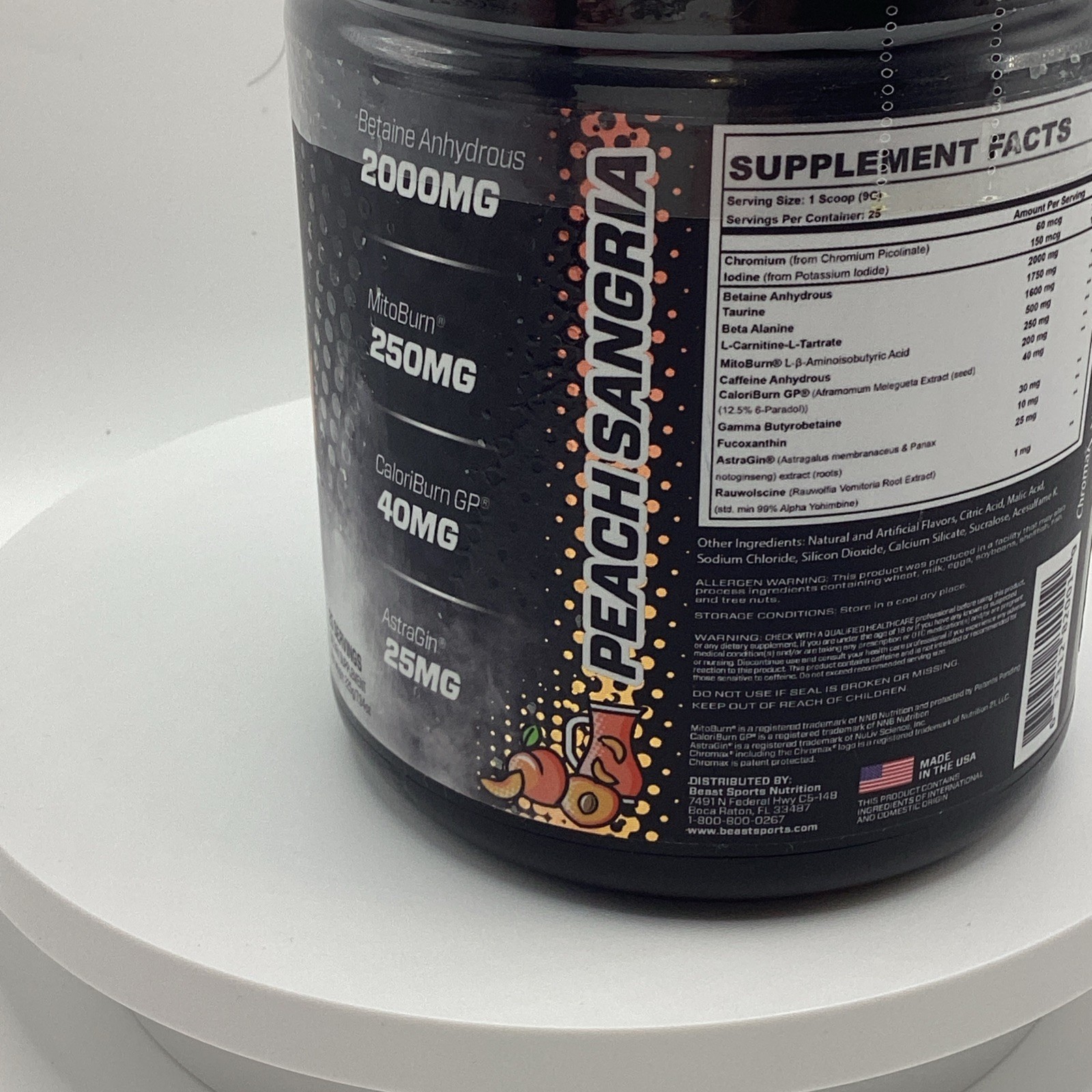 Beast Mode Pre Workout Peach Sangria Kong Energy Fat Burner 7.9 oz Exp 12/26