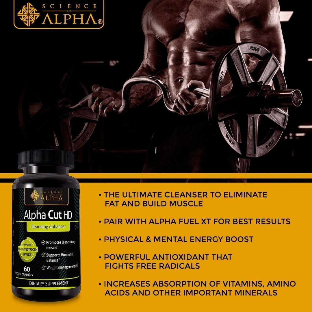 Science of Alpha – Alpha Cut HD Nitric Oxide Enhancer 60 Veggie Capsules Energy
