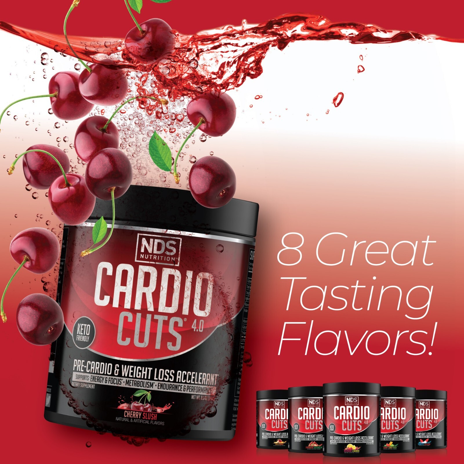 CARDIO CUTS 4.0 – Pre-Cardio / Weight Loss Drink Mix – Cherry Slush (40 Serve)