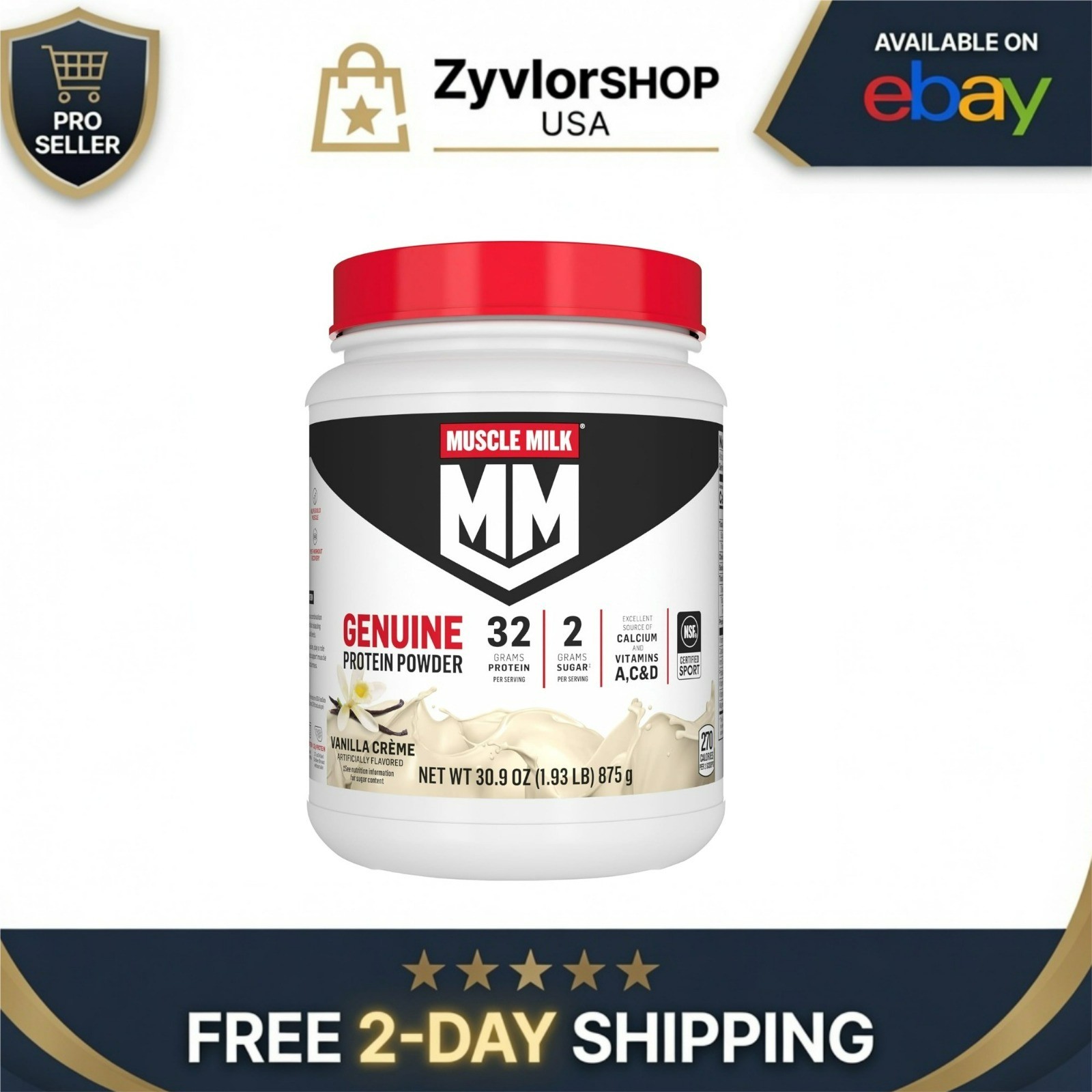 Muscle Milk Protein Powder Vanilla 1.93lb 32g Protein NSF Certified
