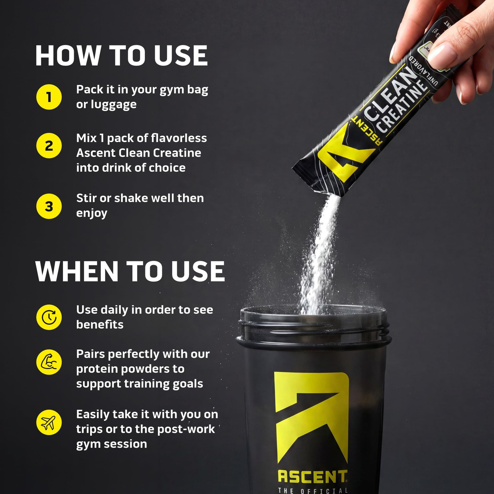 Ascent Clean Creatine Monohydrate Powder – 5G Per 15 Servings (Pack of 1)