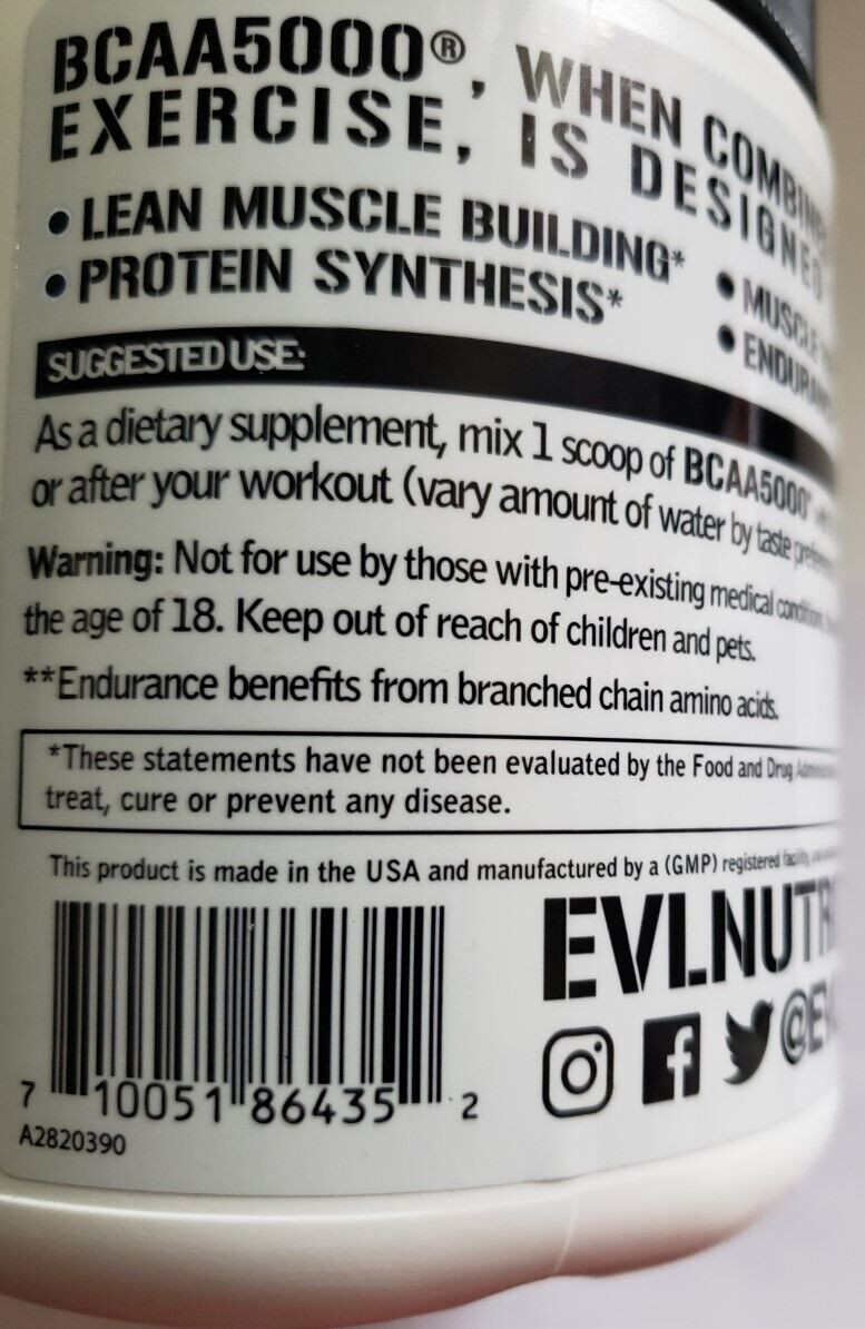 Evlution Nutrition – BCAA 5000 – CHERRY LIMEADE – 30 Servings – Exp 9/2025