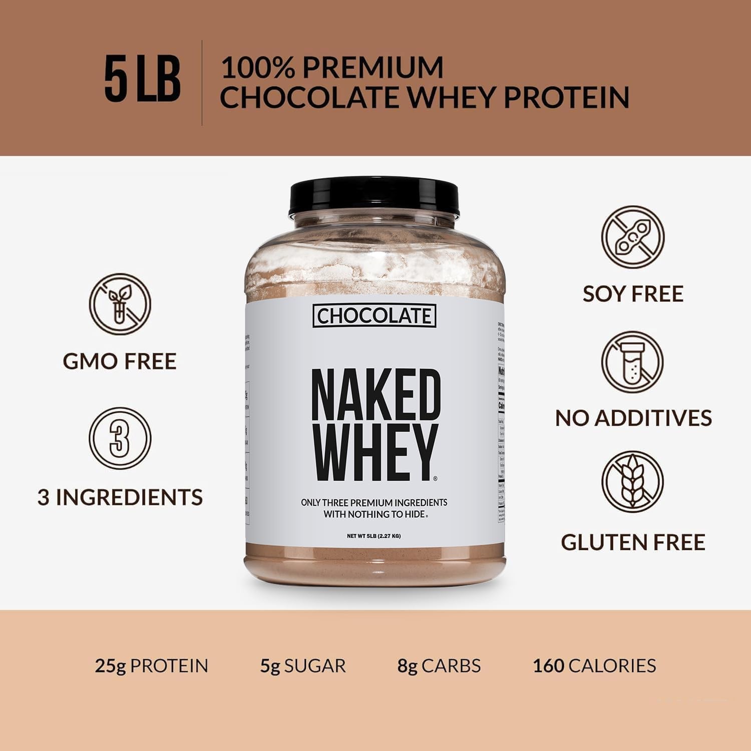 Whey Protein Supplement Powder, Chocolate, GMO Free, Soy Free, Gluten Free Aid