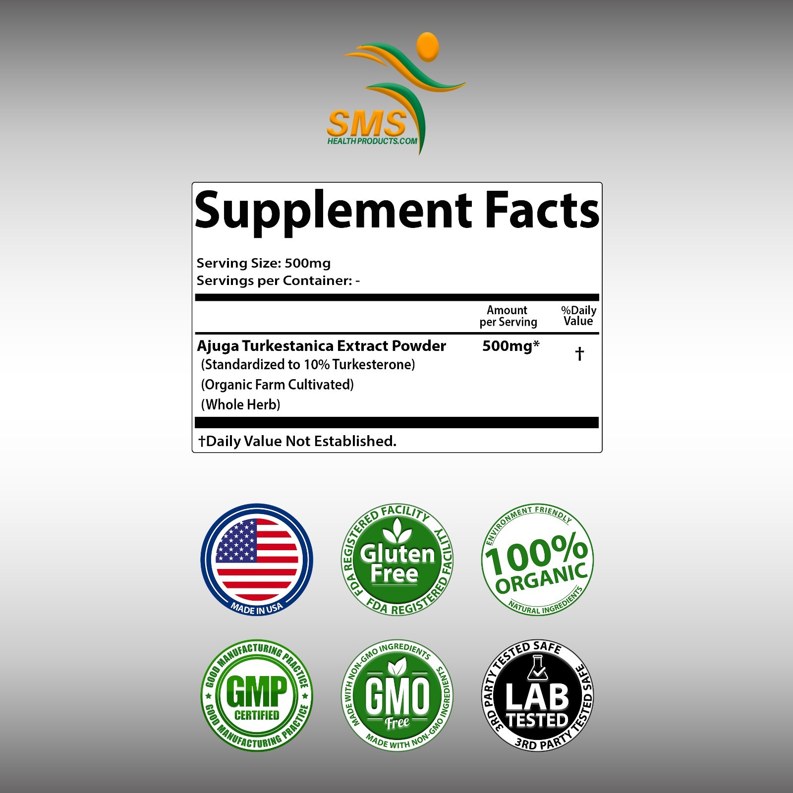 TURKESTERONE Extract Powder Ajuga Turkestanica Standardized to 10% 100g By SMS