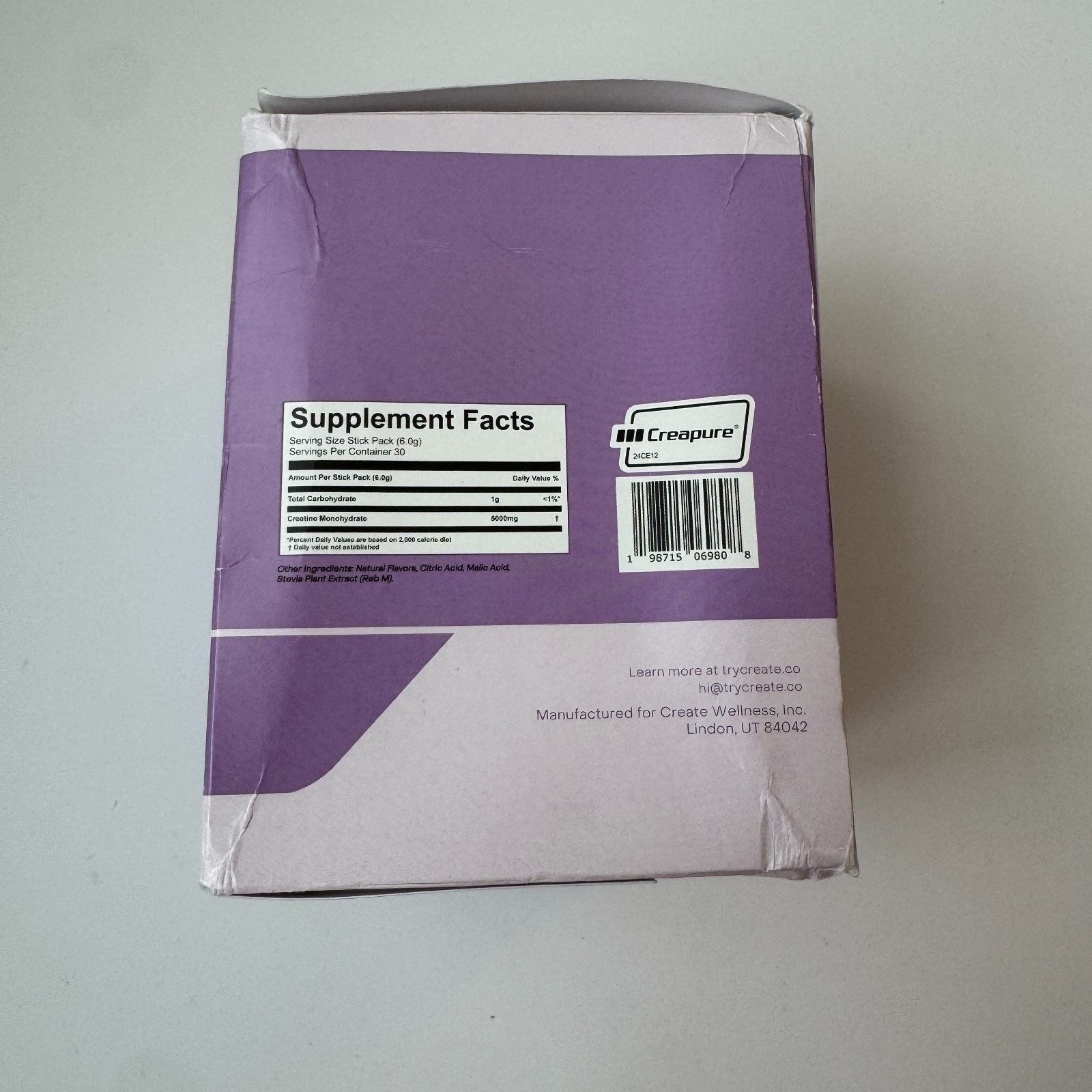 Create Creatine Monohydrate Mixed Berry 30 Stick Packs Vegan Exp 08/2027 Dietary