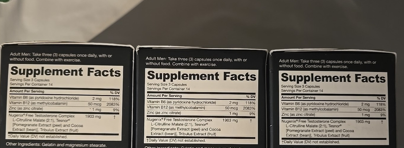 LOT 3 NUGENIX T-BOOST FREE TEST BOOSTING FORMULA SUPPLEMENT 42 X3 126 CAPSULES