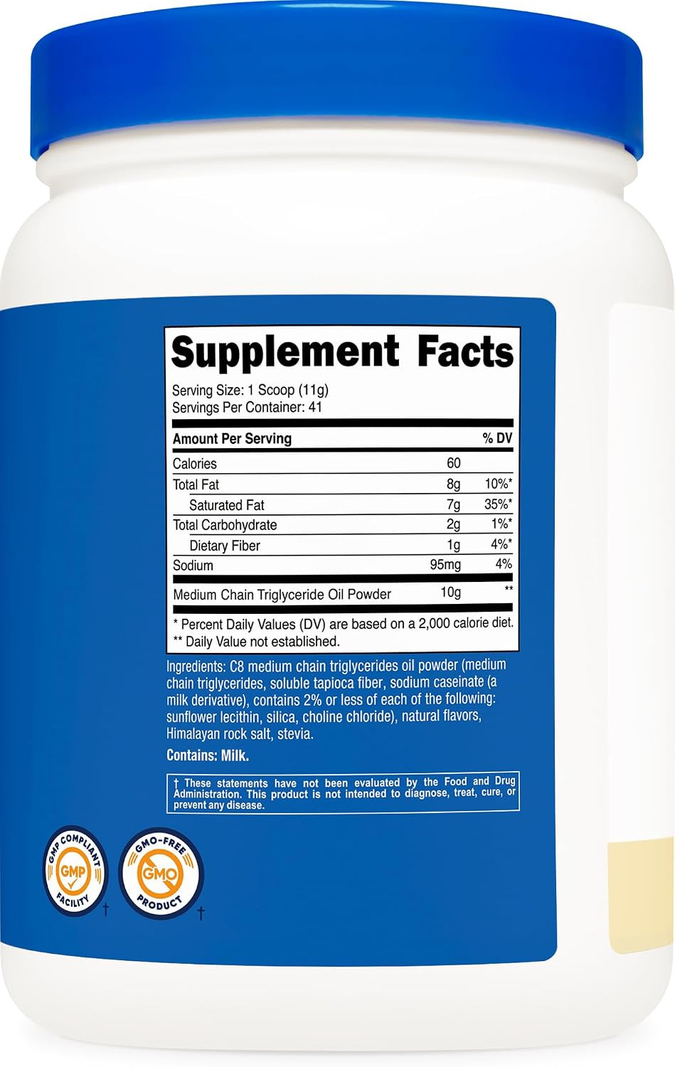 C8 MCT Oil Powder 1LB (16Oz) Vanilla Flavor C8 MCT Oil Powder Best for Keto Diet