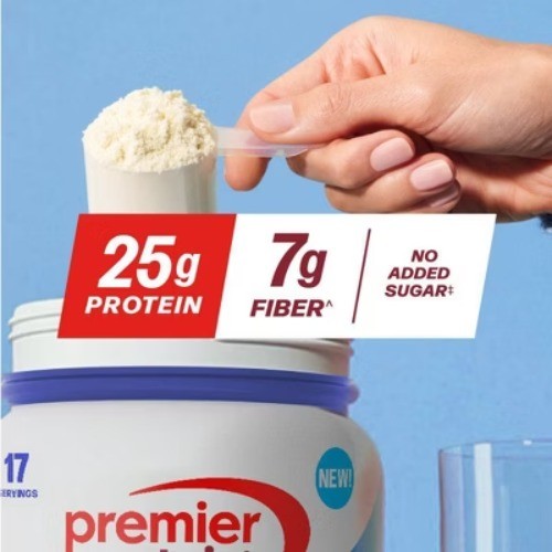 Premier Protein Plus Fiber Powder – Vanilla – Whey Protein – 24.6oz/17 Servings