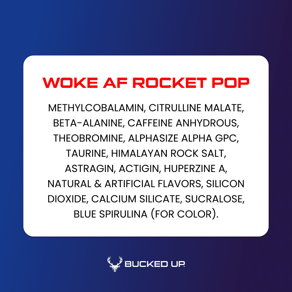 Bucked Up Woke AF Pre-Workout Powder, Increased Energy, Miami, 333mg Caffeine