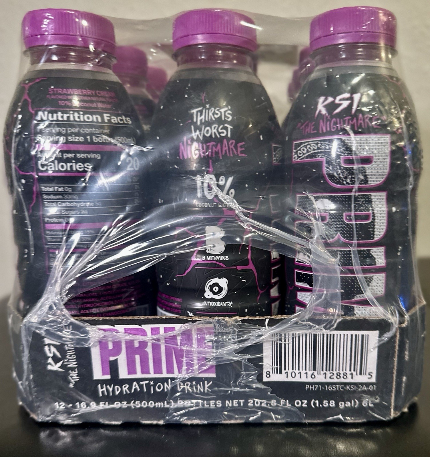 (6-PACK) • NEW KSI “THE NiGHTMARE” PRIME Hydration Strawberry Cream