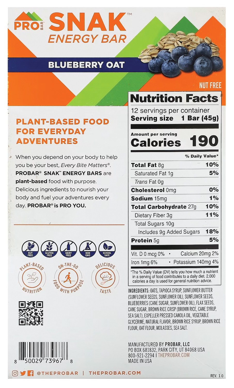 Probar Snak Blueberry Oat Bar: Delicious and Nutritious Snack for On-the-Go
