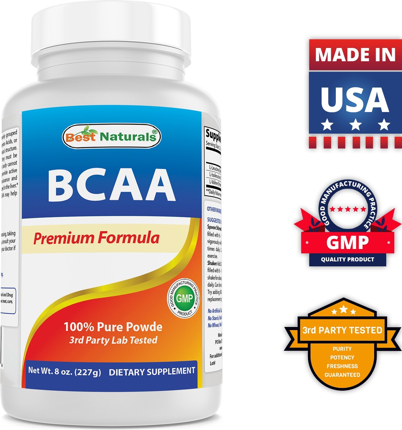 2 Pack Best Naturals BCAA Powder 8 OZ