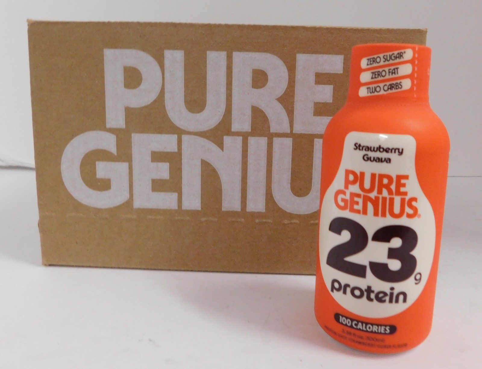 12 PACK Pure Genius Strawberry Guava Protein Shots 23g KETO Gluten & Sugar Free