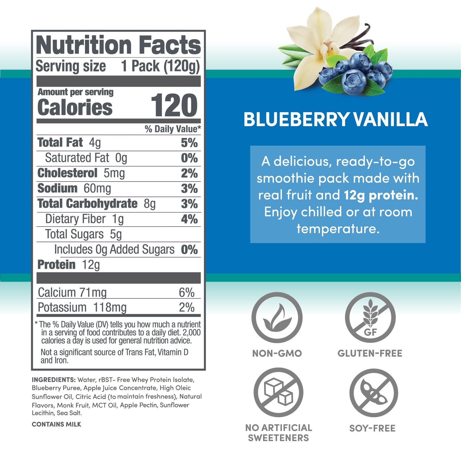 Designer Wellness Protein Smoothie, Real Fruit, 12g Protein, Low Carb, Zero Suga