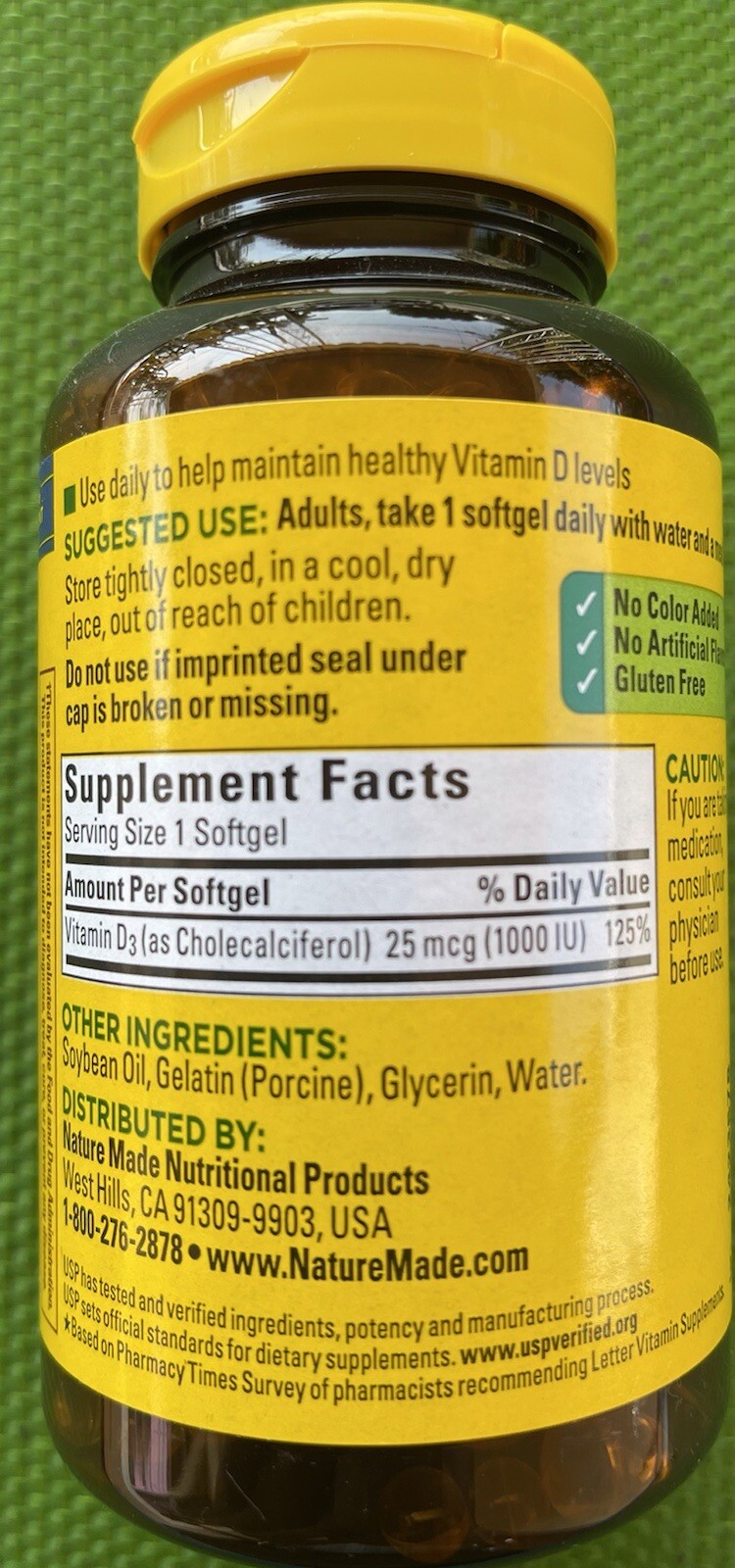 Nature Made D3 1000 IU (25 mcg) Vitamin Supplement 650 Softgels.
