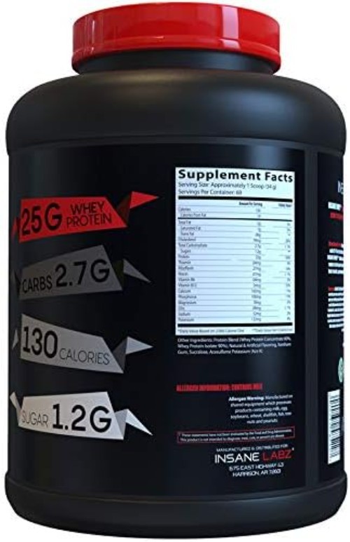 Insane Whey,100% Muscle Building Whey Protein, Post Workout, BCAA Amino Profi…
