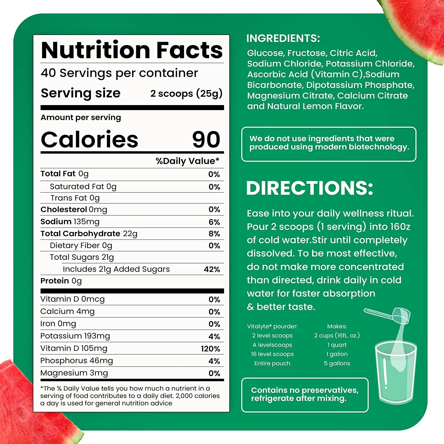 Vitalyte Electrolyte Powder Drink Mix Bundle, Pouch + Packets, Watermelon Flavor