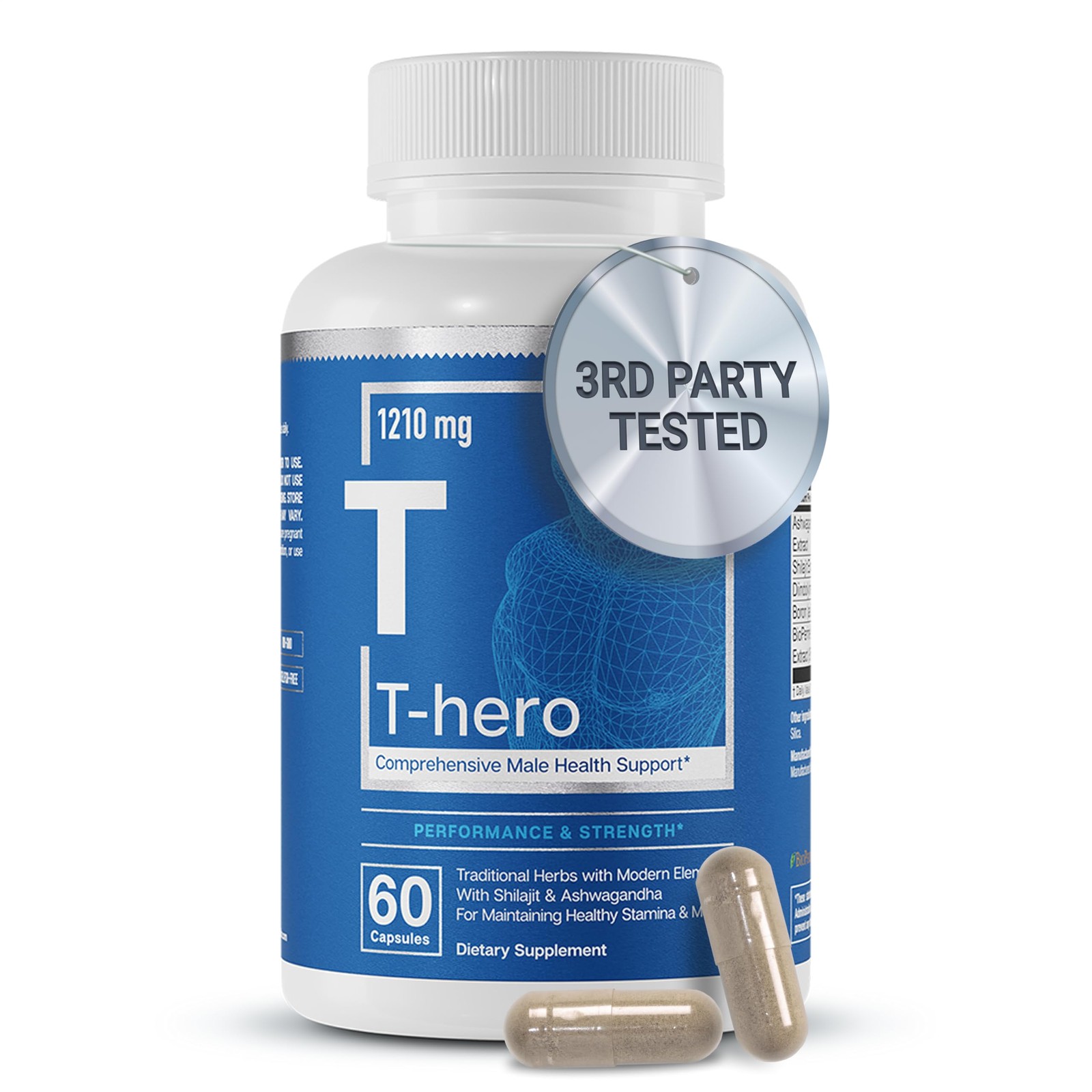 Essential Elements T-Hero – Daily Testosterone 60 Count (Pack of 1), Clear