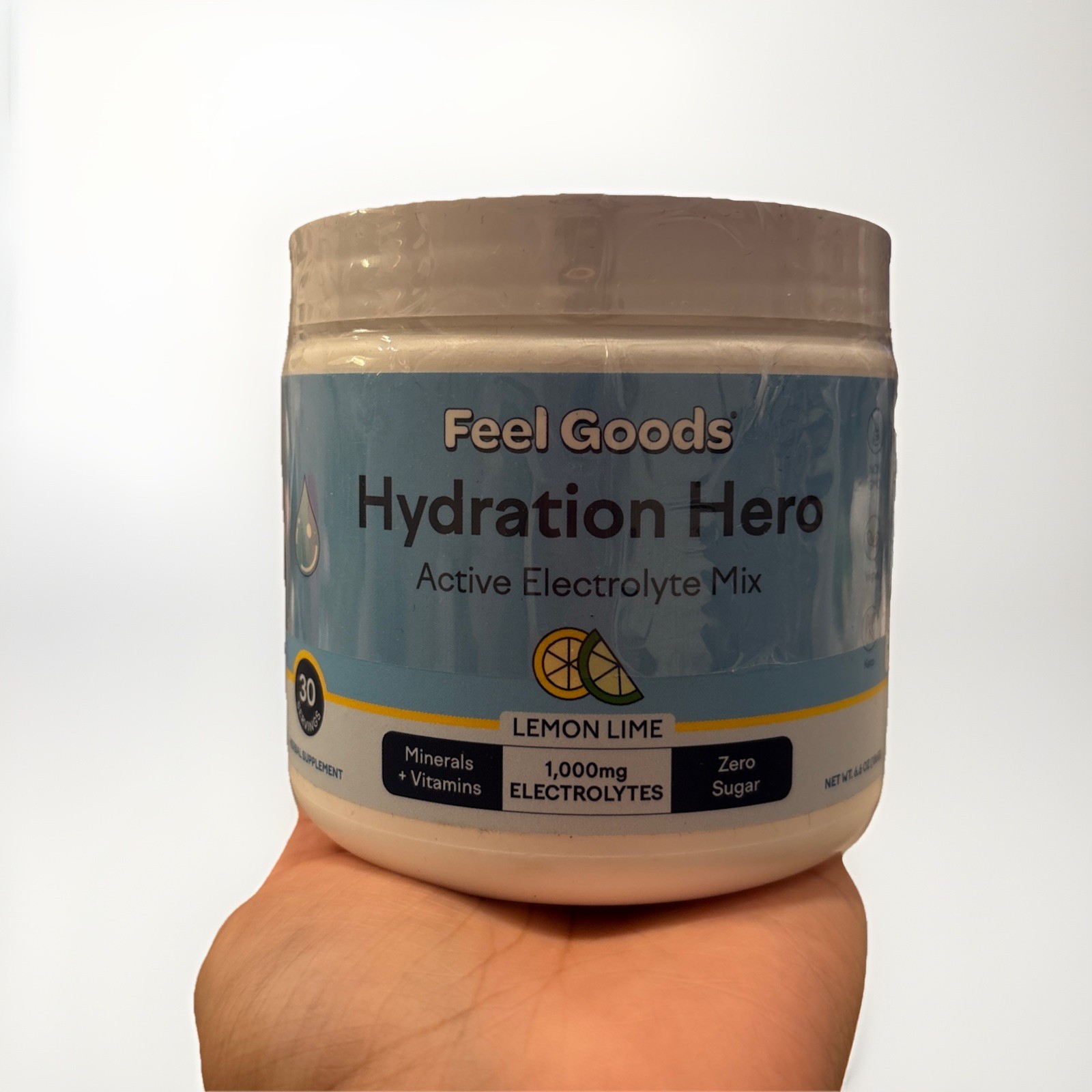 FEEL GOODS LEMON LIME Electrolytes 30 Servings minerals + vitamins BB 04/26