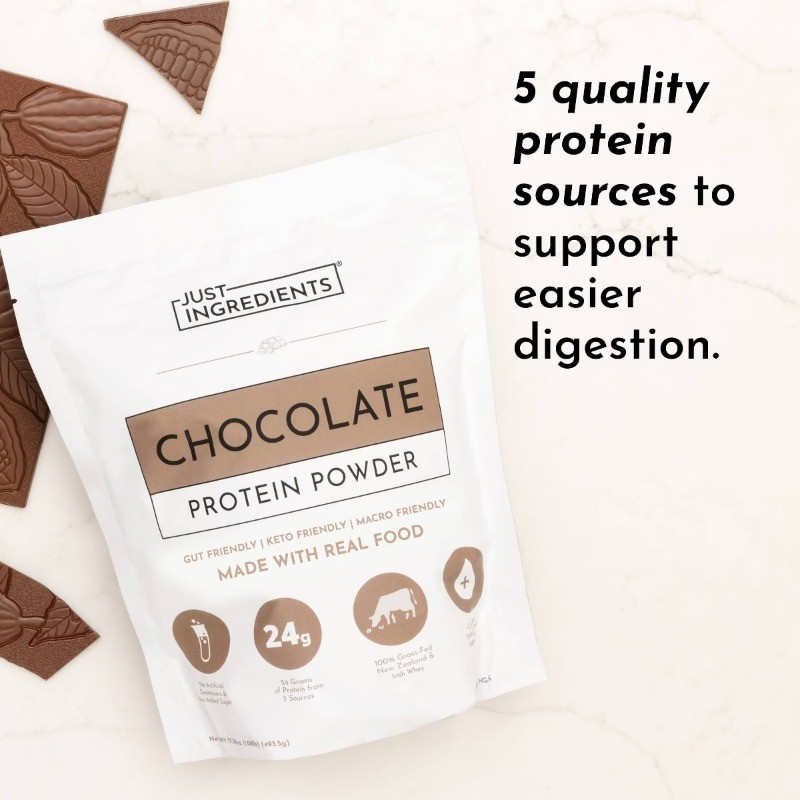 Just Ingredients Chocolate Protein Mix – 1.08lb – 15 servings: Non-Caffeinated