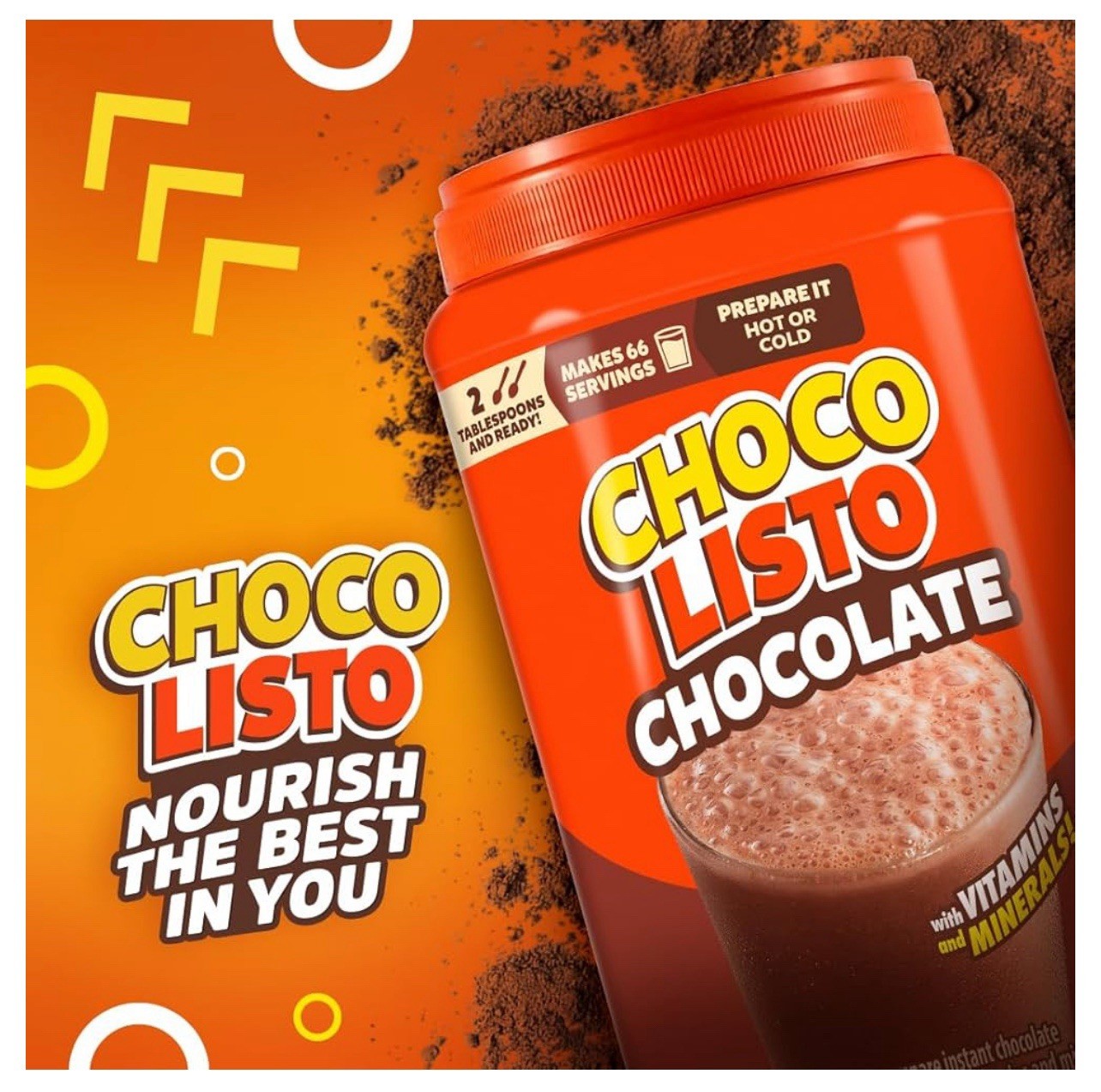 Chocolisto Instant Chocolate Drink, Beverage with Vitamins and Minerals 35.2 oz