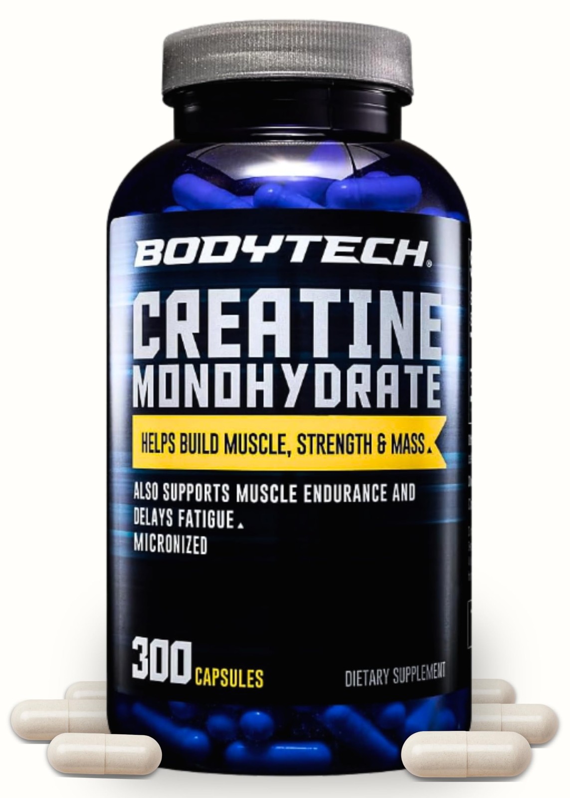 BodyTech Creatine Monohydrate Capsules, Micronized Creatine Formula for Men a…