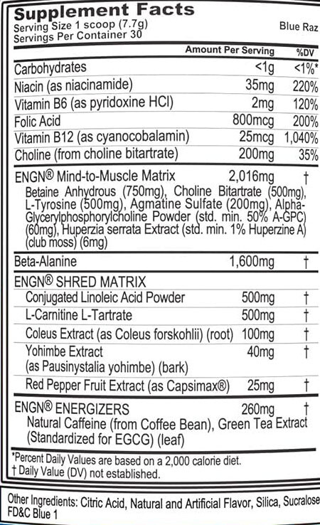 EVL ENGN Hardcore Fat Burning Pre Workout Energy Focus & Pump – 30 Ser – ALL