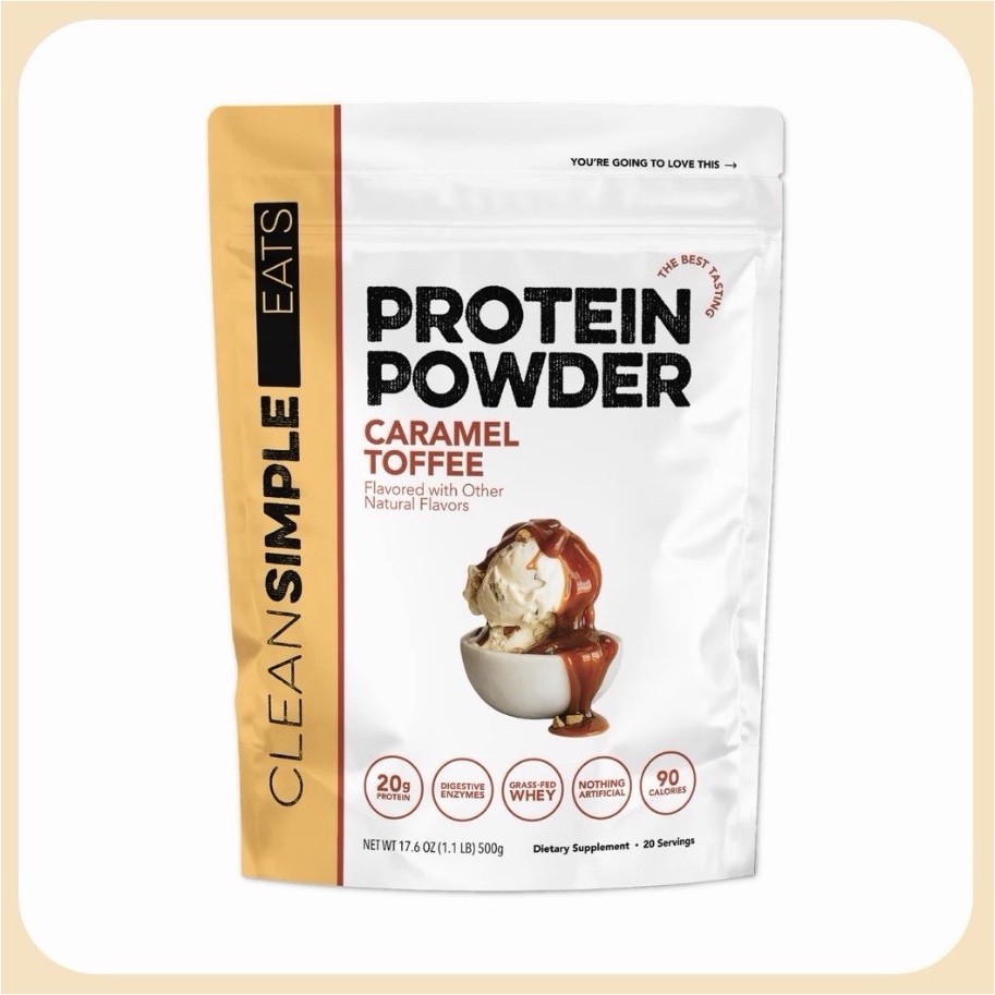 Clean Simple Eats Whey Protein Powder Caramel Toffee 17.6 oz Gentle Digestion