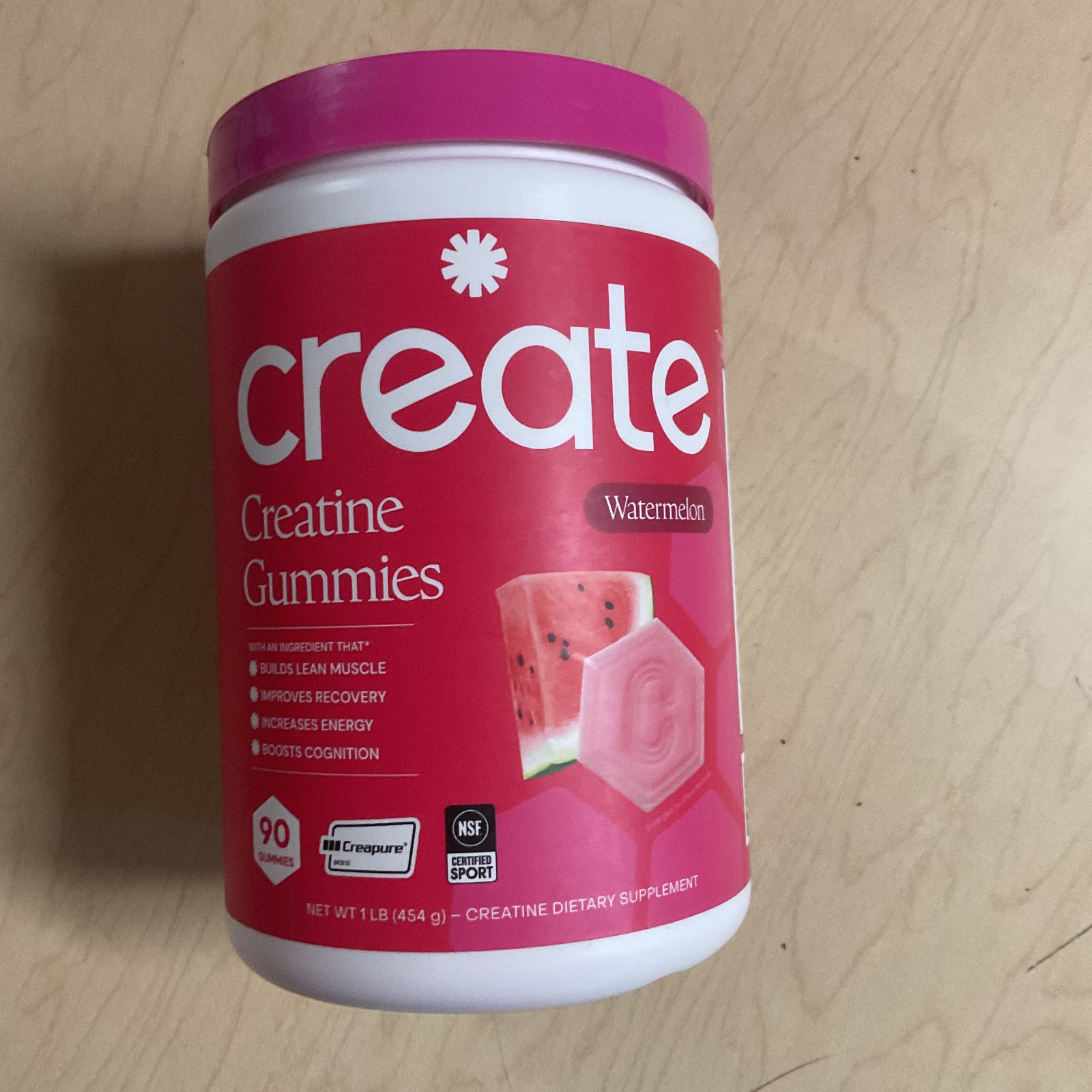 Create Creatine Monohydrate Gummies for Men And Women 90 Count Watermelon 9/2027
