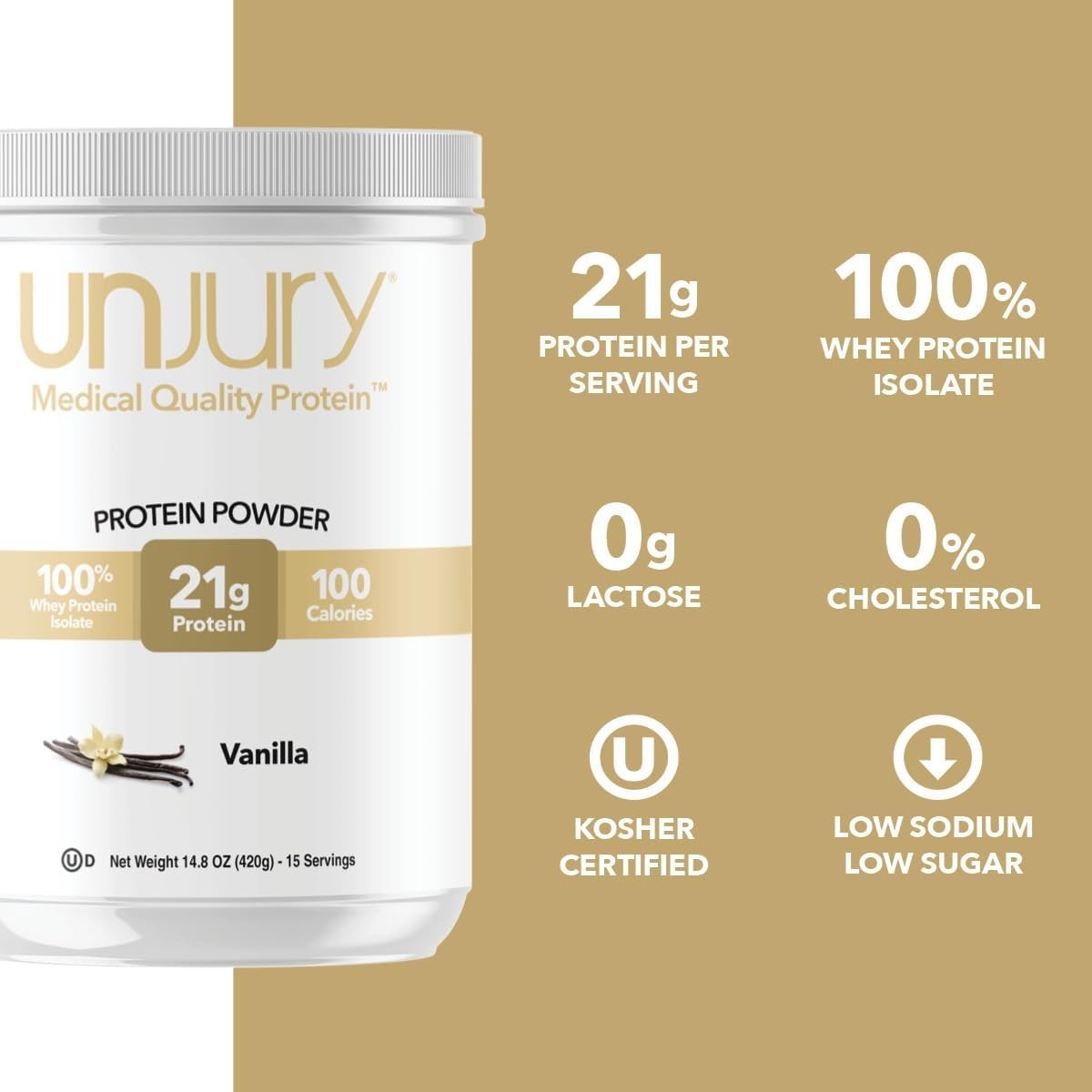 Unjury Whey Protein Powder | Vanilla | 21g 100% Whey Isolate Protein Powder |…