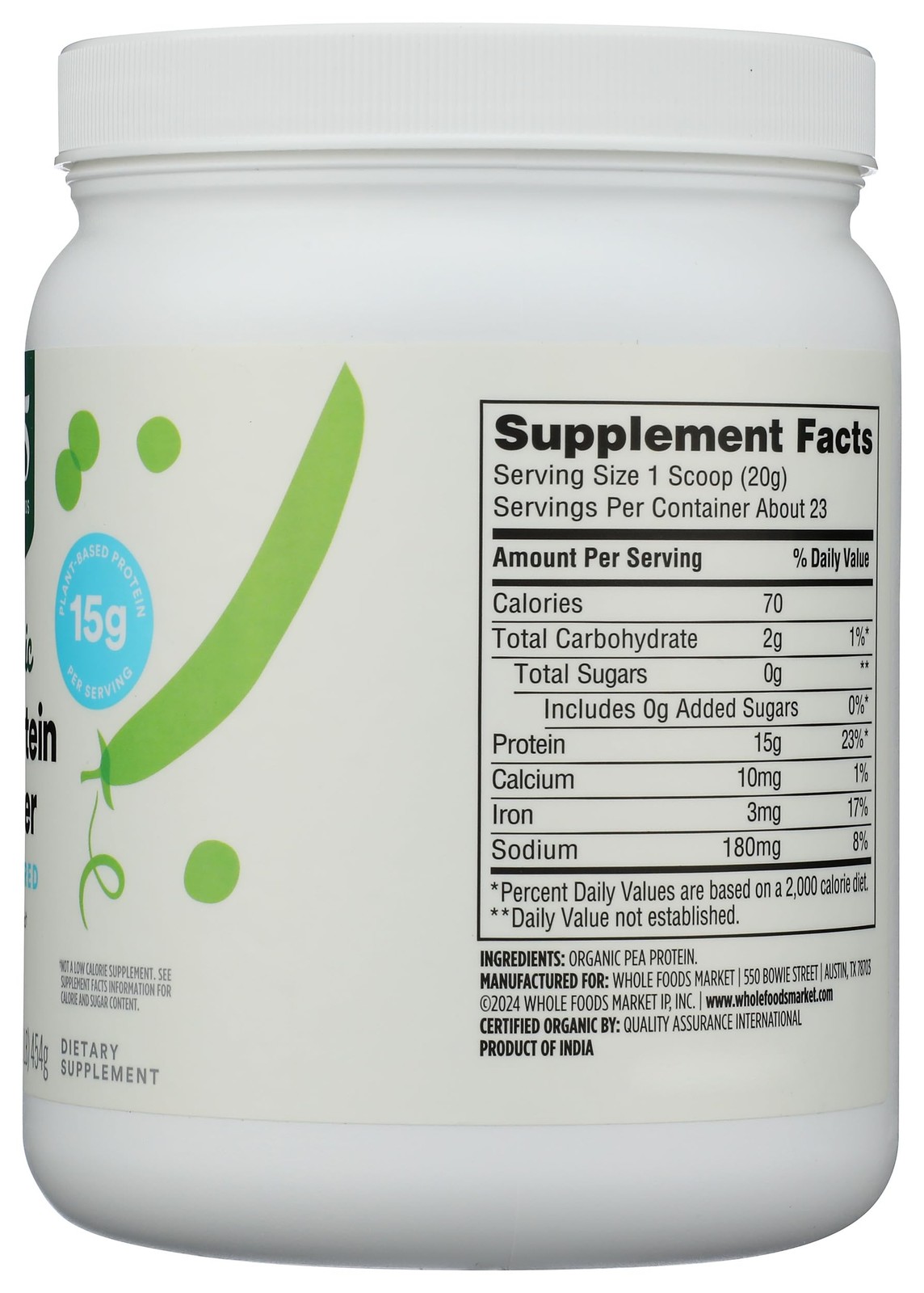 365 by Whole Foods Market, Organic Pea Protein, 16 Ounce 1 Pound (Pack of 1)