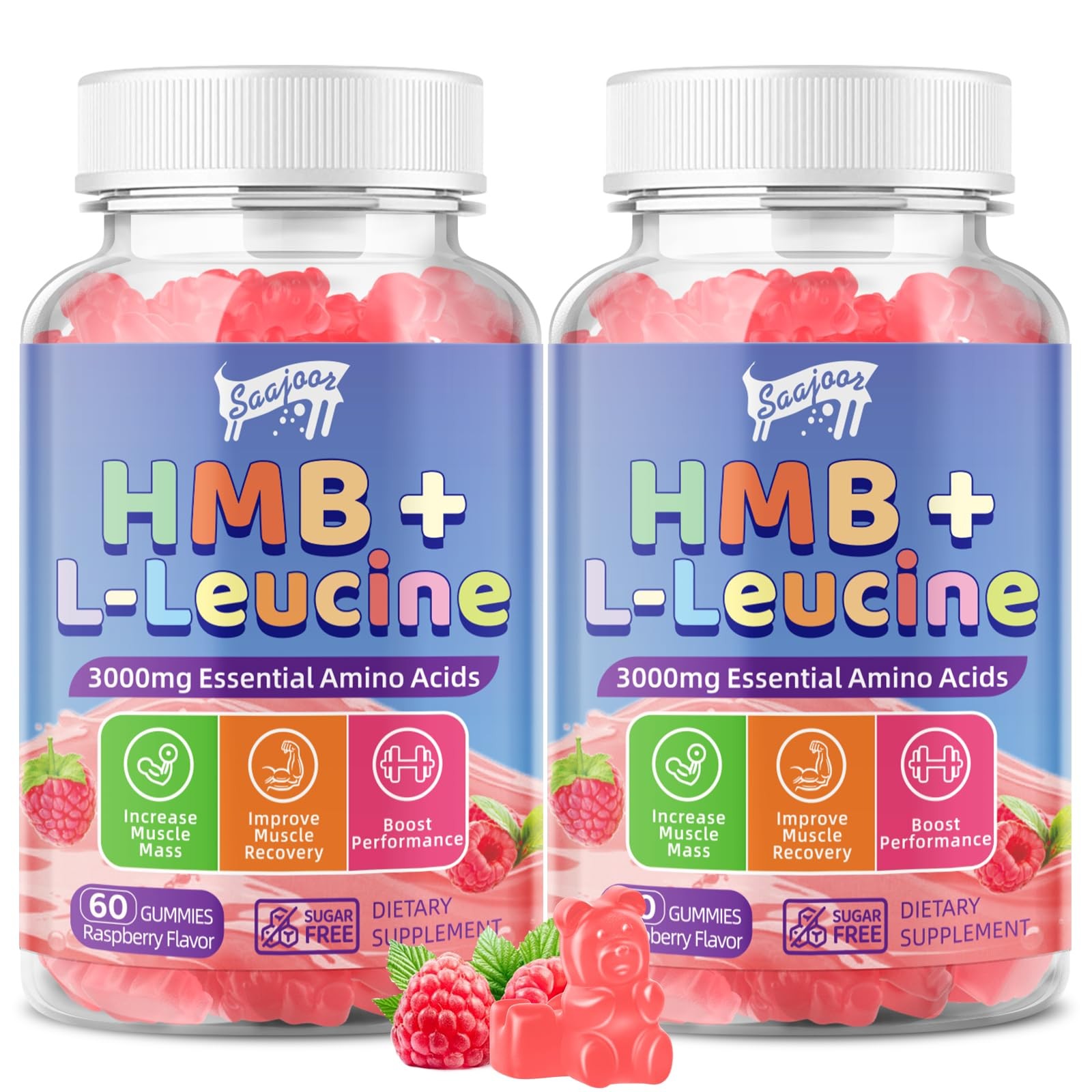 2 Pack HMB and LLeucine 3000mg with Calcium Gummies Muscle Support & Recover…