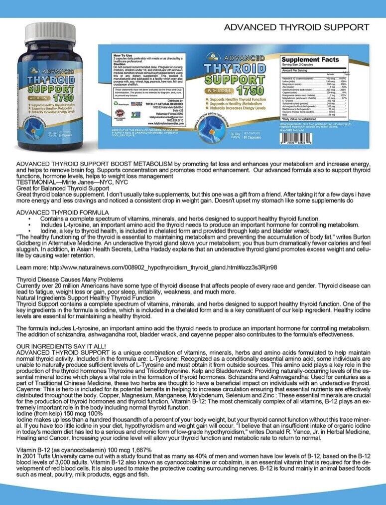 Thyroid Support Weight Management Supplement 60 Caps & Female Lubricant Gel Lube