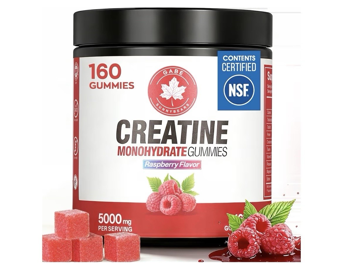 Creatine Gummies 5000mg Monohydrate 160 Count NSF Certified Raspberry B12