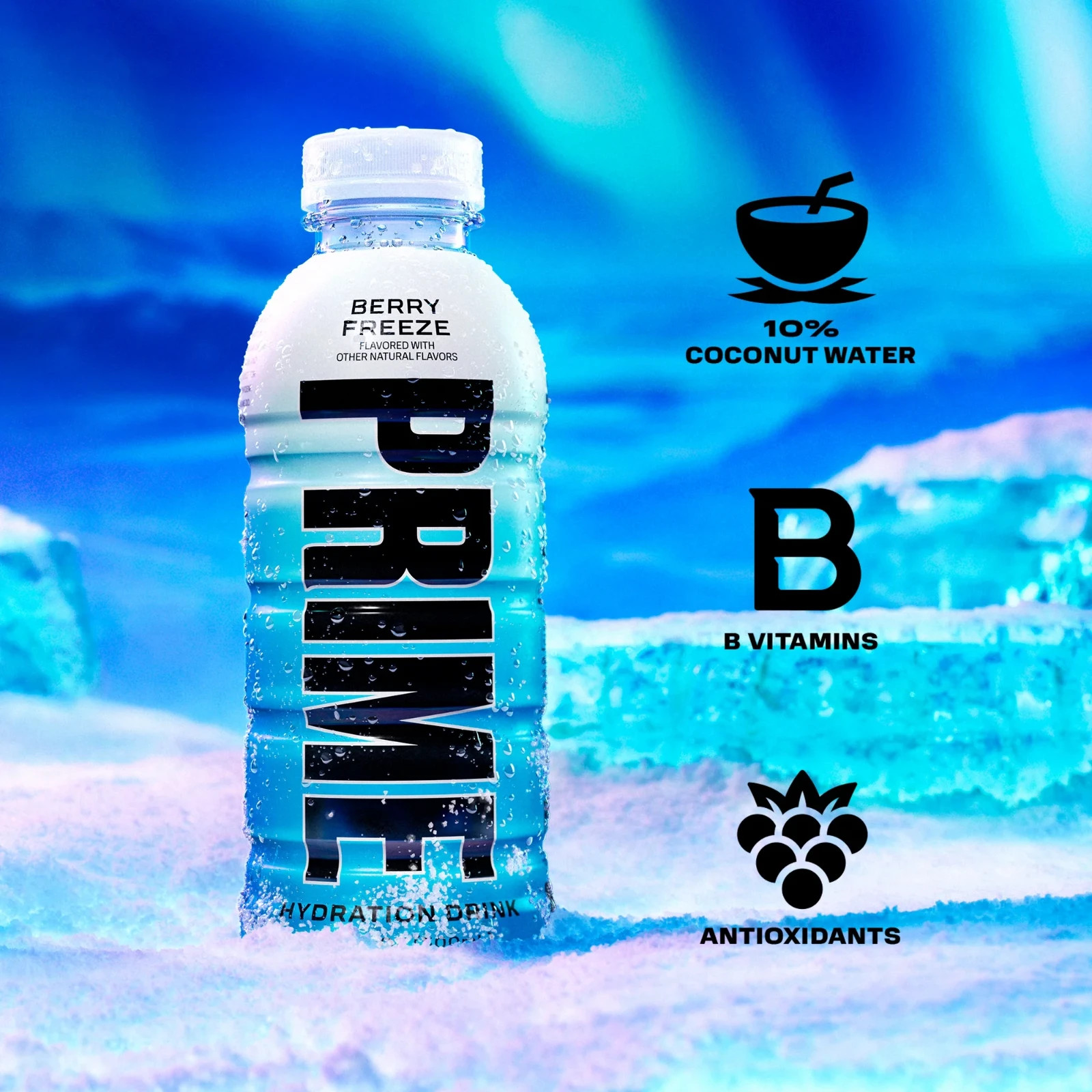 Prime Hydration Sports Drink, Ice Pop, Cherry Freeze, Berry Freeze, 12 fl oz, 15