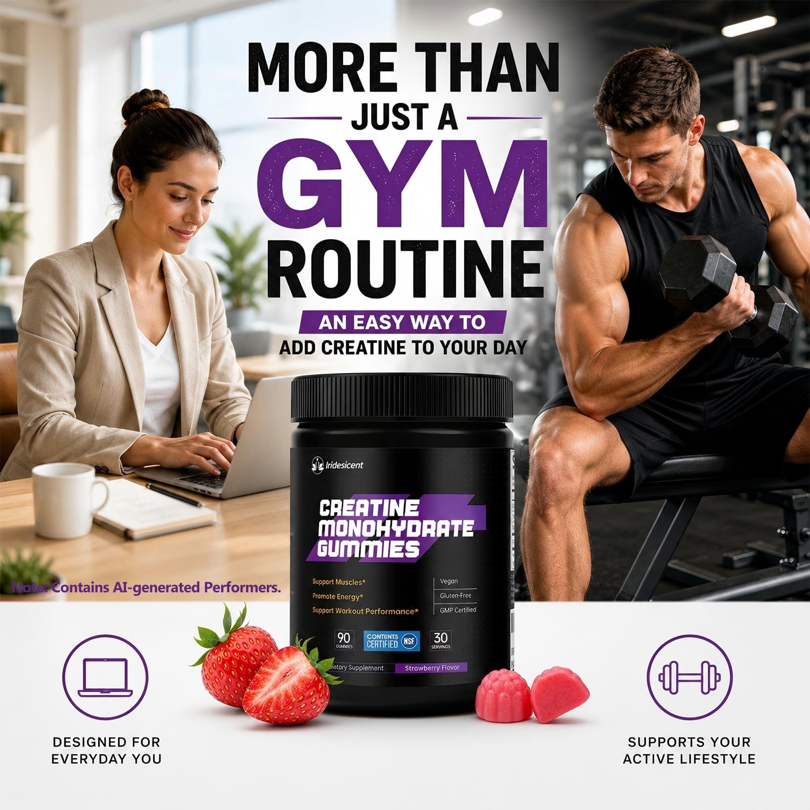 Creatine Gummies 5000mg – NSF Certified Creatine Monohydrate, Sugar Free, Veg…