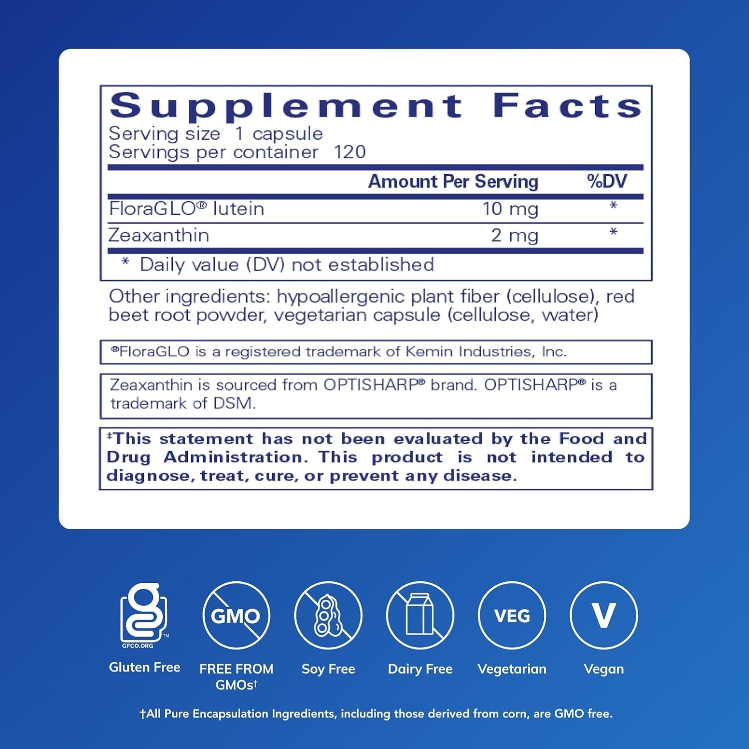 Pure Encapsulations Lutein /Zeaxanthin 120 Capsules