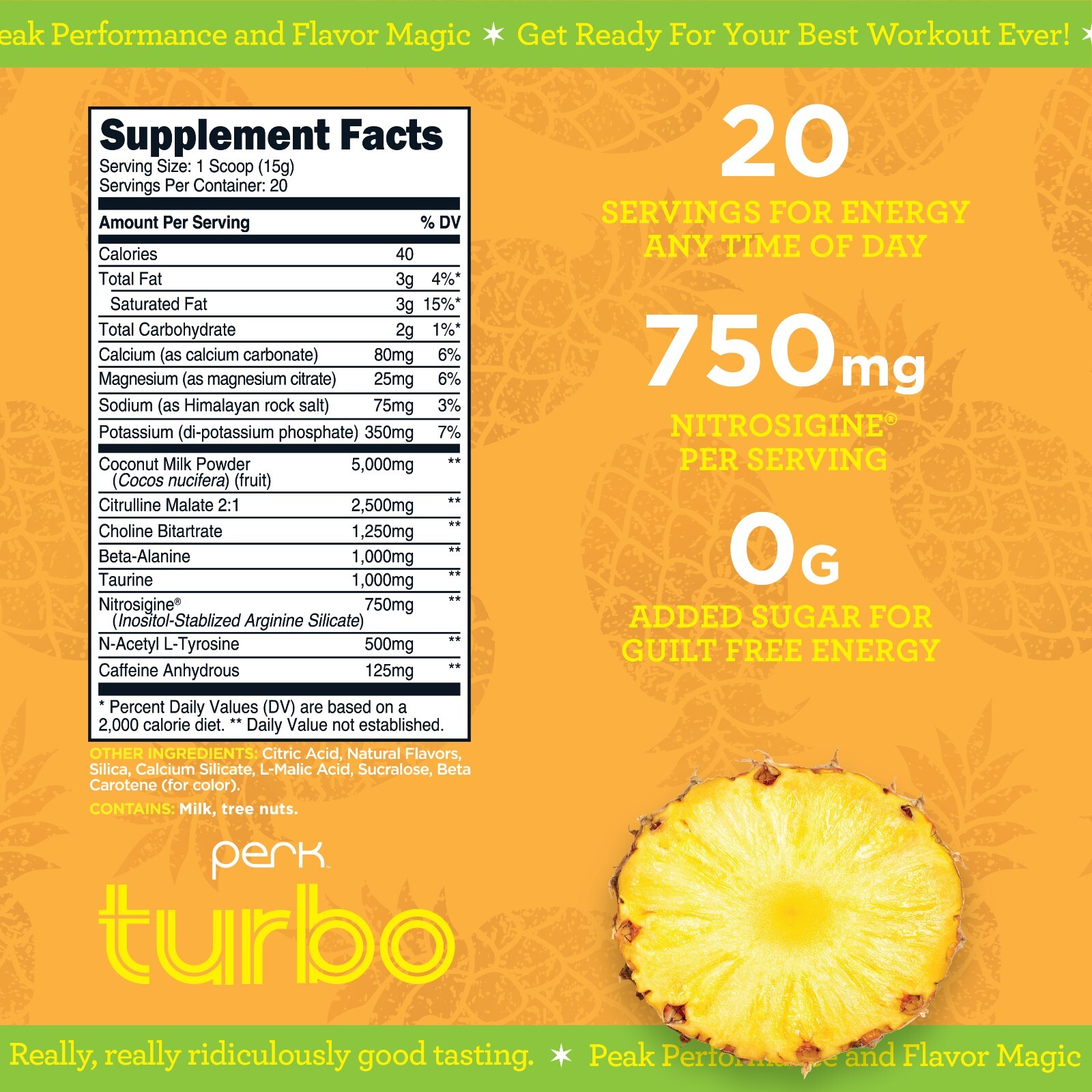 Perk Turbo Pre-Workout Pineapple Flavored (20 Servings)