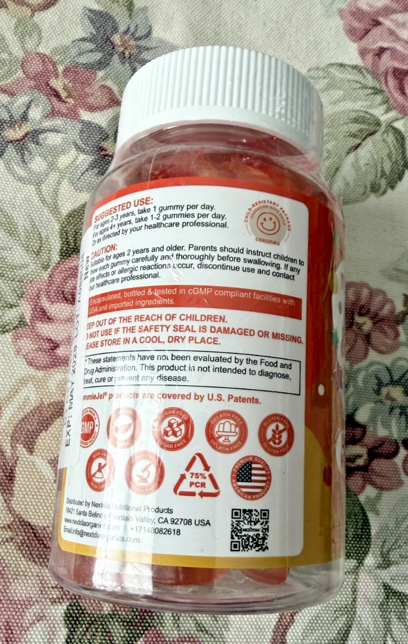 Toddler 2-3 & Kids Vitamin D3 K2 + Algae Calcium Filled Gummies, 1000 IU / 2000