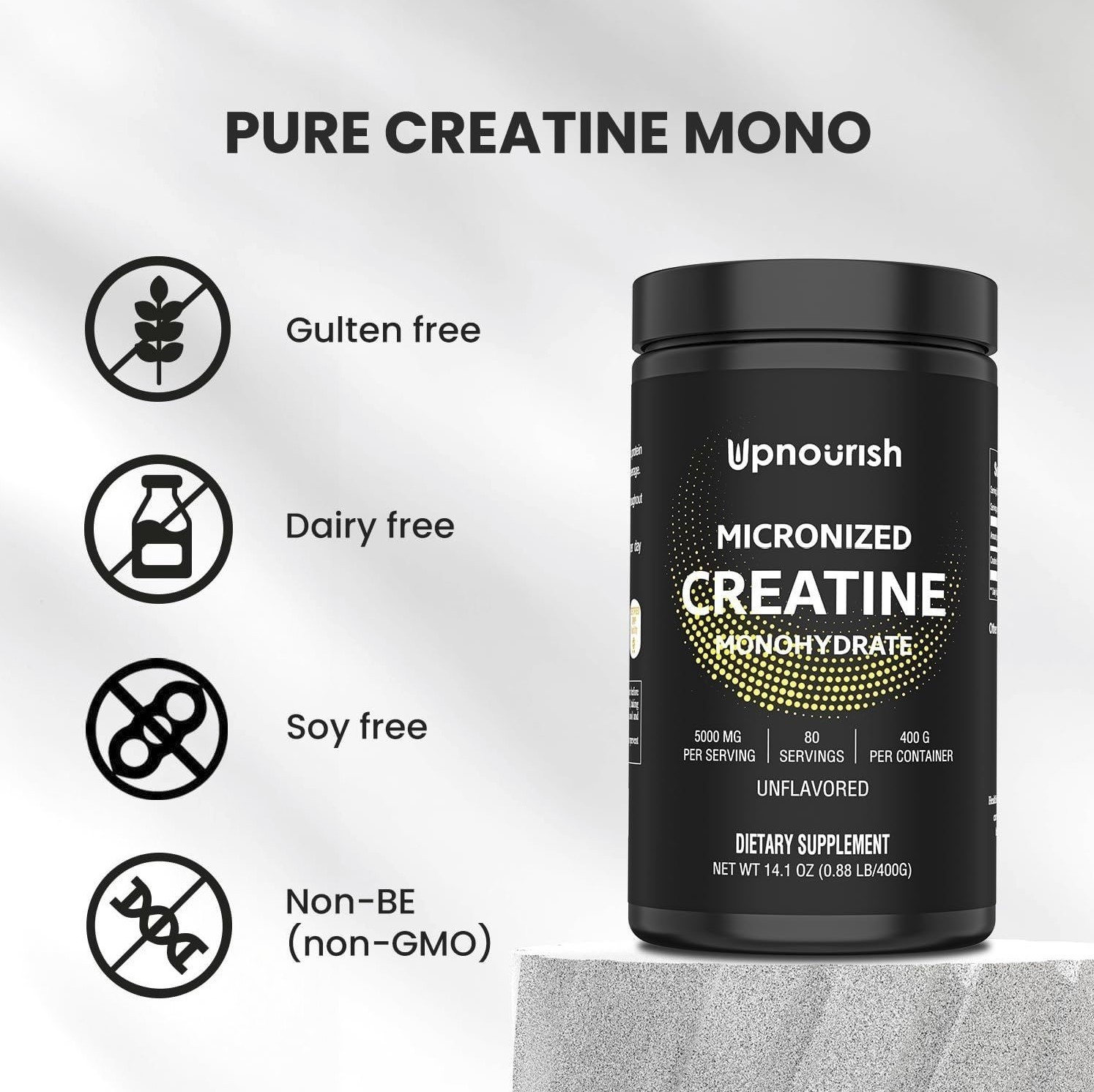 Monohidrato de creatina micronizado en polvo – apoyo muscular, sin sabor