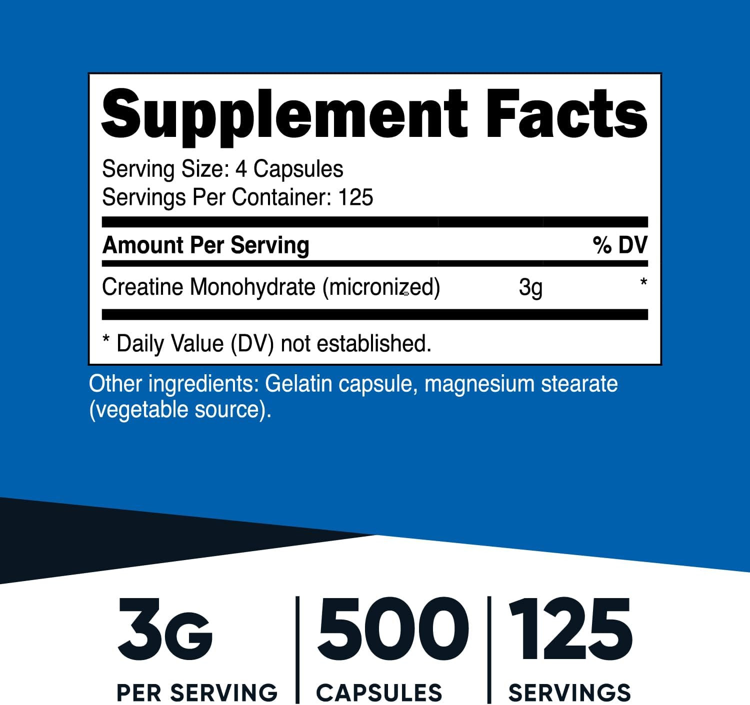 Nutricost Micronized Creatine Monohydrate 3,000mg, 500 Capsules, 125 Servings