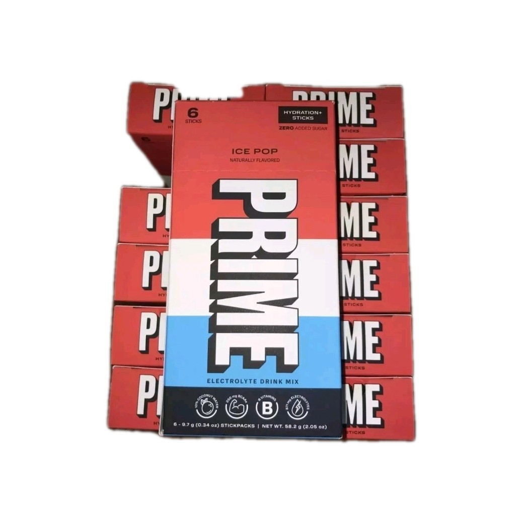 Prime Hydration Drink Mix Ice Pop 6 Sticks Exp 02/25 Lot Of 12 Boxes 72 Sticks