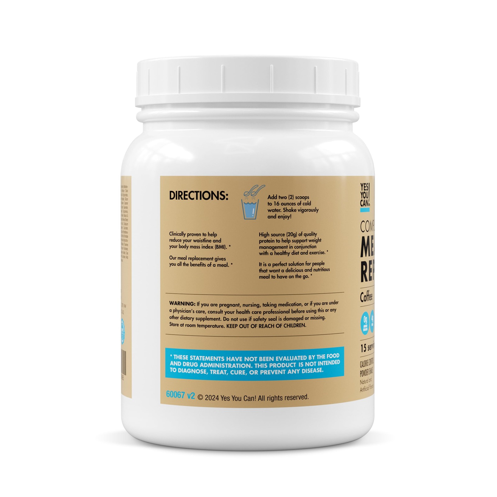 Yes You Can! Yes You Can Meal Replacement Shake – 20G Protein 4G Fiber 21