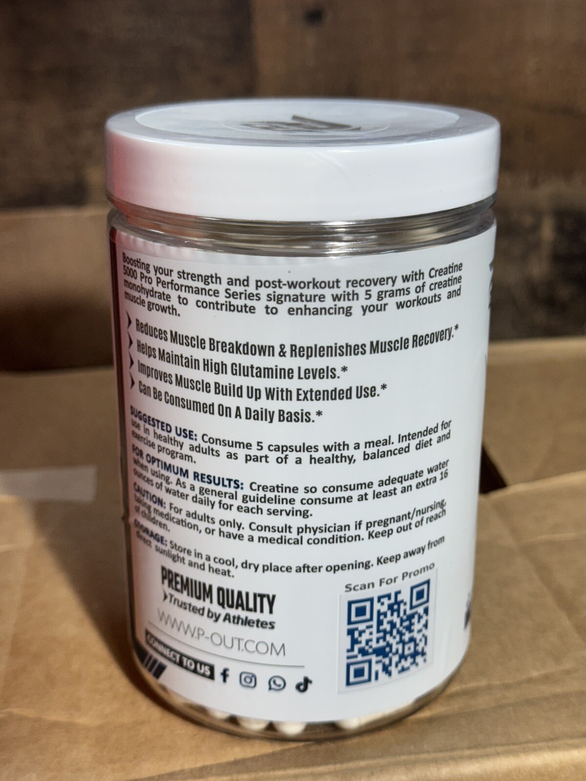 P-Out Performance Series Creatine 5000mg Capsules 80 Servings, Made in USA NEW
